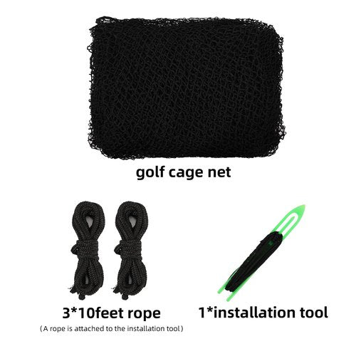 Amazgolf 10x10ft Golf Batting Cage with Quick Installation Tool and Rope, Practice Net for Indoor, Outdoor, Ceiling, Garage, Driver, Golf Simulator, Impact Screen