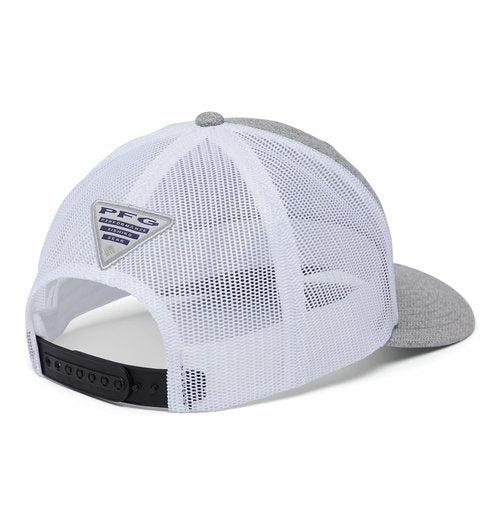 Columbia Unisex PFG Hooks Mesh Ball Cap, Cool Grey Heather/Black, Large/X-Large
