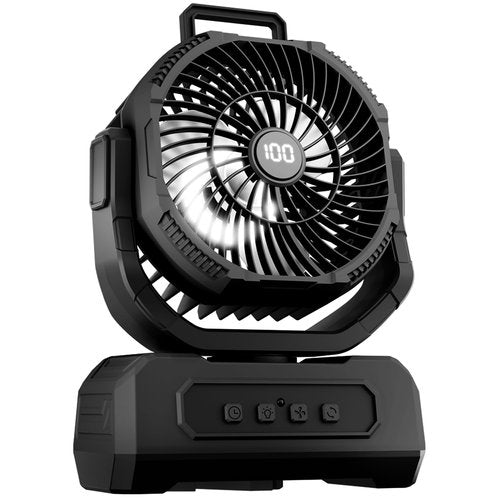 Roykaw Camping Fan 20800mAh Rechargeable Battery Powered Fan for 60 Hrs Cooling, Oscillating Fan with Battery Level Display, Colorful LED Lights & Timer Function,Black