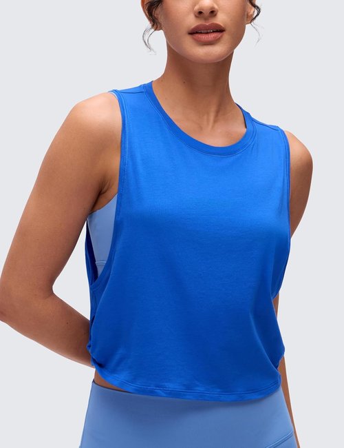 CRZ YOGA Pima Cotton Tank Tops for Women - Lightweight Sleeveless Workout Shirts | Large Armhole Design