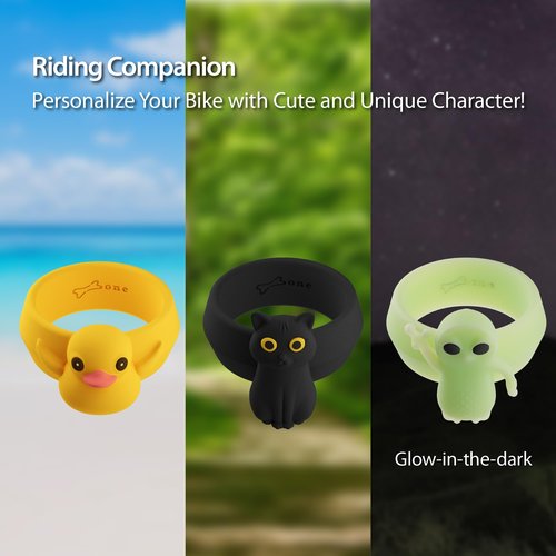 Bone Brake Tie (2 Packs), Bike Brake Lever Rubber Bands, Elastic & Durable Silicone Ring Strap on Grips or Handlebars, Cute Cartoon Duck Parking Handbrake Ties for Kids & Adults (2-Pack - Patti Duck)