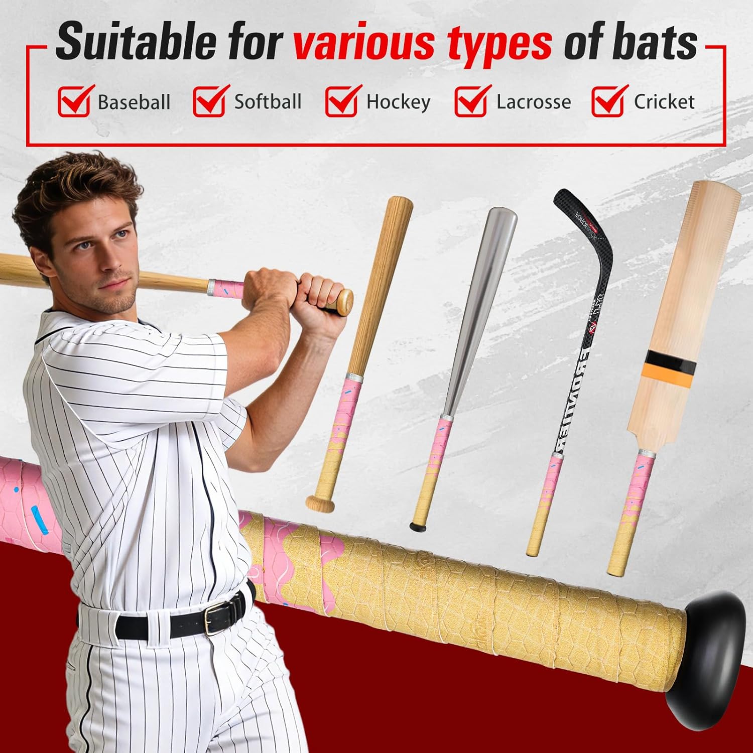 Skiennix Ice Cream Drip Baseball Bat Grip Tapes - Non-Slip, Sweat-Absorbent Wraps | 2/4 Pack, 0.5mm/1.1mm/1.75mm