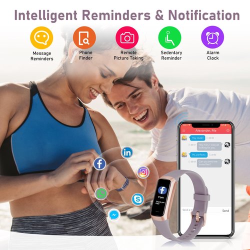 Zeacool Fitness Tracker with 24/7 Heart Rate,Blood Oxygen Blood Pressure Sleep Monitor, Activity Trackers 5 ATM Waterproof,Step Calorie Counter Pedometer Health Smart Watch for Women Men Dusty Purple