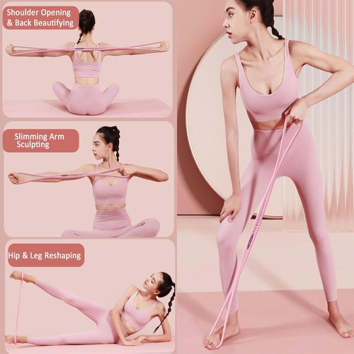 Figure 8 Resistance Bands - 15LB Silicone Pull Rope for Shoulder, Back & Arm Workouts | Non-Slip Handles for Home Gym & Yoga