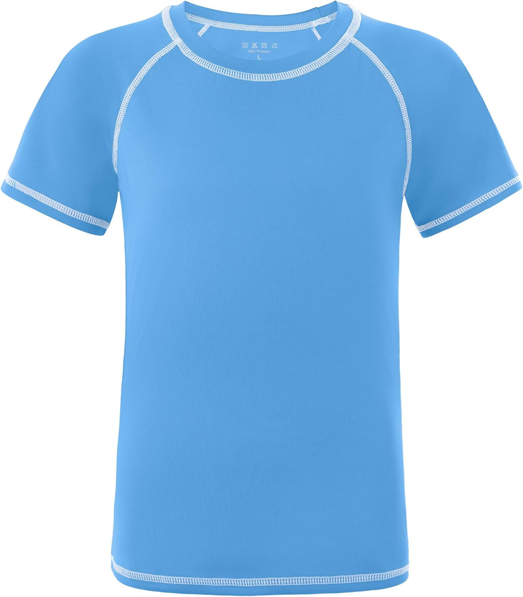 Roadbox Boys Rash Guard - Short Sleeve Swim Shirt with UPF 50+ Sun Protection | Ideal for Surfing & Fishing