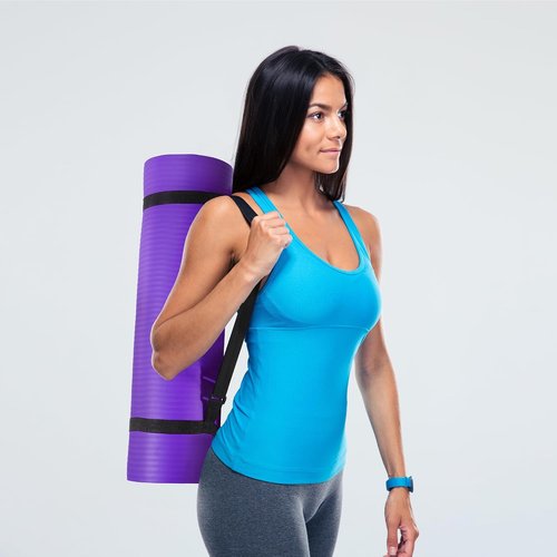 Fitvids Yoga Mat - Extra Thick 1/2-Inch High Density Anti-Tear Exercise Mat with Carrying Strap