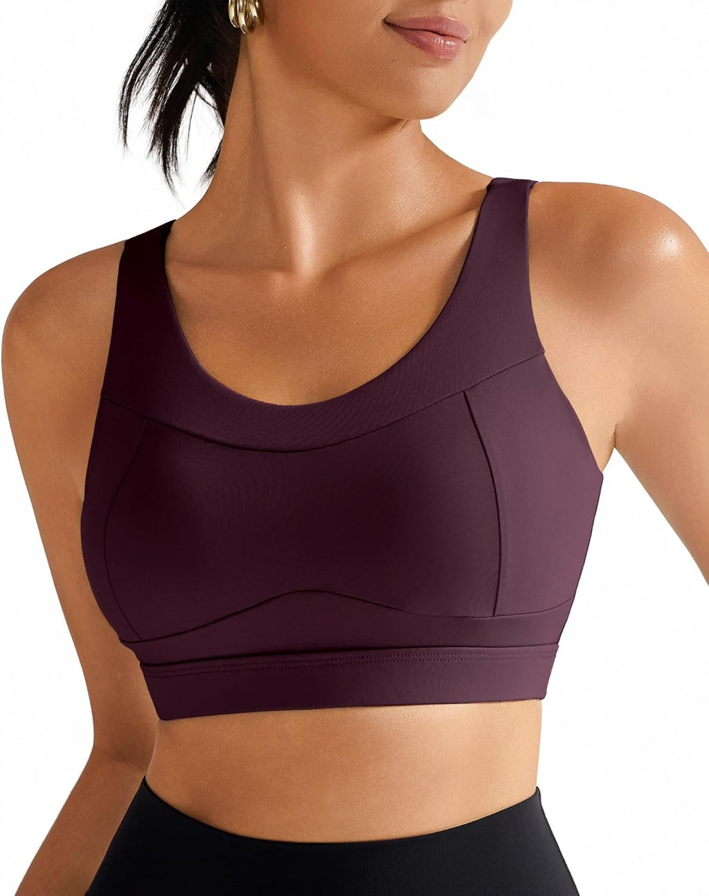 RUNNING GIRL High Impact Sports Bra - Racerback Workout Crop Tank Top | Comfortable Push-Up Design