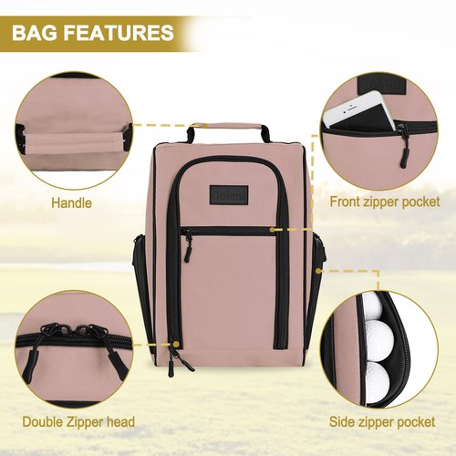Goloni Golf Shoe Bag for Men Women, Ventilated Golf Shoe Bag with Side Pockets, Lightweight Portable Golf Shoe Carrier for Golf Shoes, Tees, Balls & Accessories,Light Pink