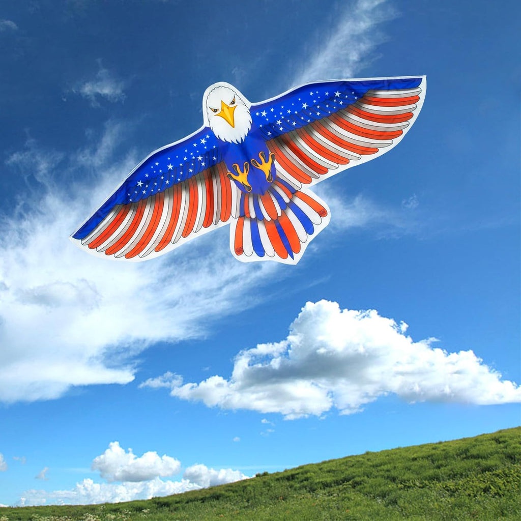 Skiennix 2 Pack Kites - Patriotic Eagle & Dragon Designs | Easy to Fly for Kids Ages 4-12, 328FT String