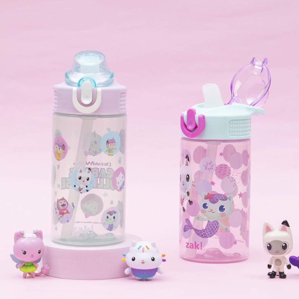 Zak Designs 16oz DreamWorks Gabby's Dollhouse Kids Water Bottle - Durable, Leak-Proof, 2-Pack Set