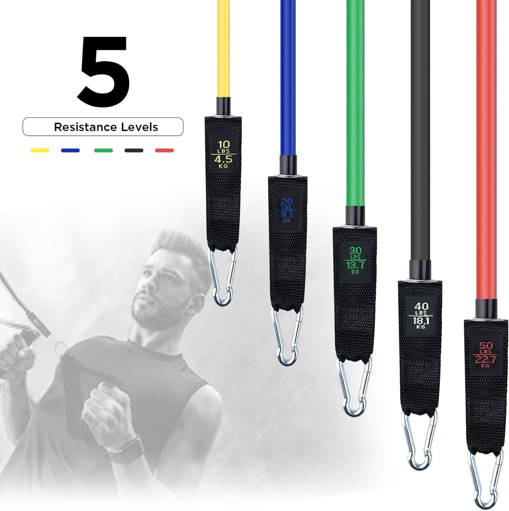 Simmgud Resistance Bands Set - Versatile Exercise Bands with Handles & Door Anchor | 150 LBS for Home Gym