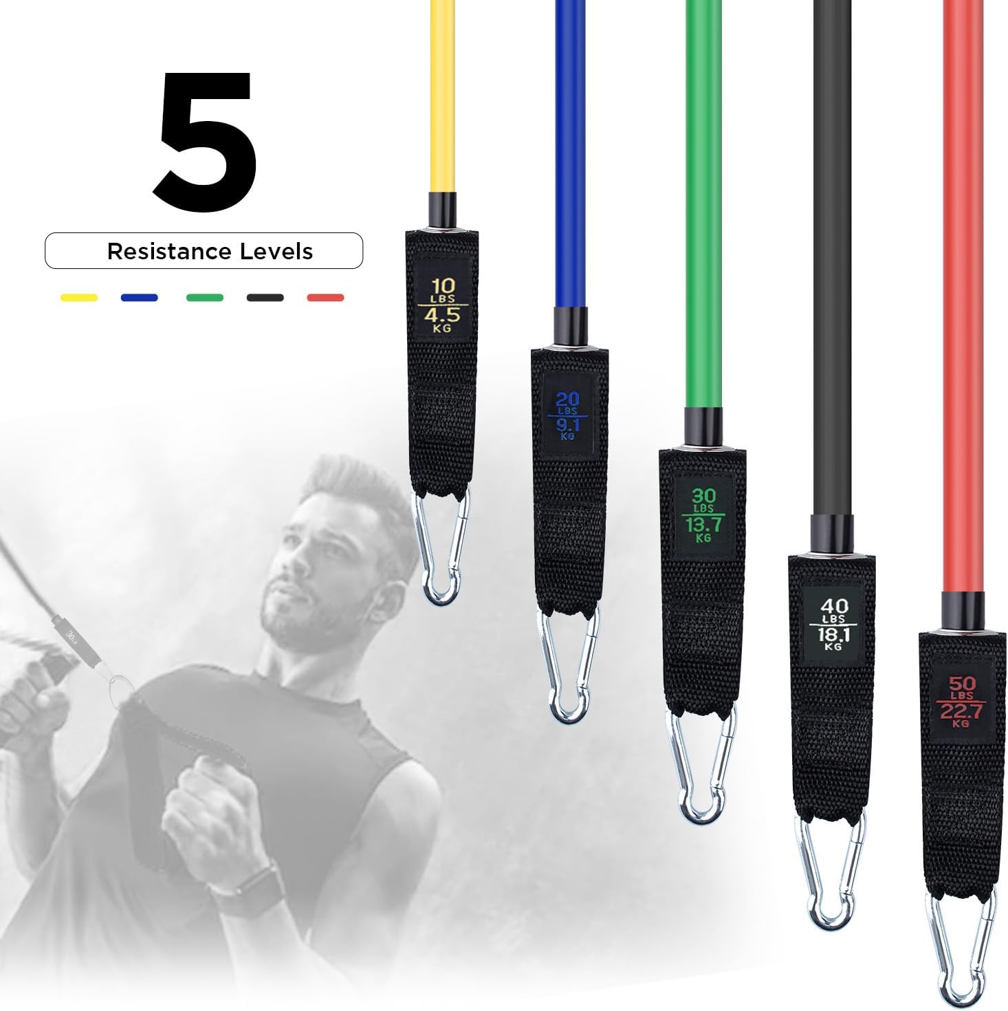 Simmgud Resistance Bands Set - Versatile Exercise Bands with Handles & Door Anchor | 150 LBS for Home Gym