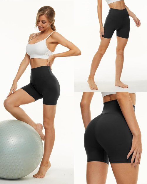 NexiEpoch Biker Shorts for Women - High Waisted Black Spandex for Yoga & Dance | 3"/5"/8" Lengths