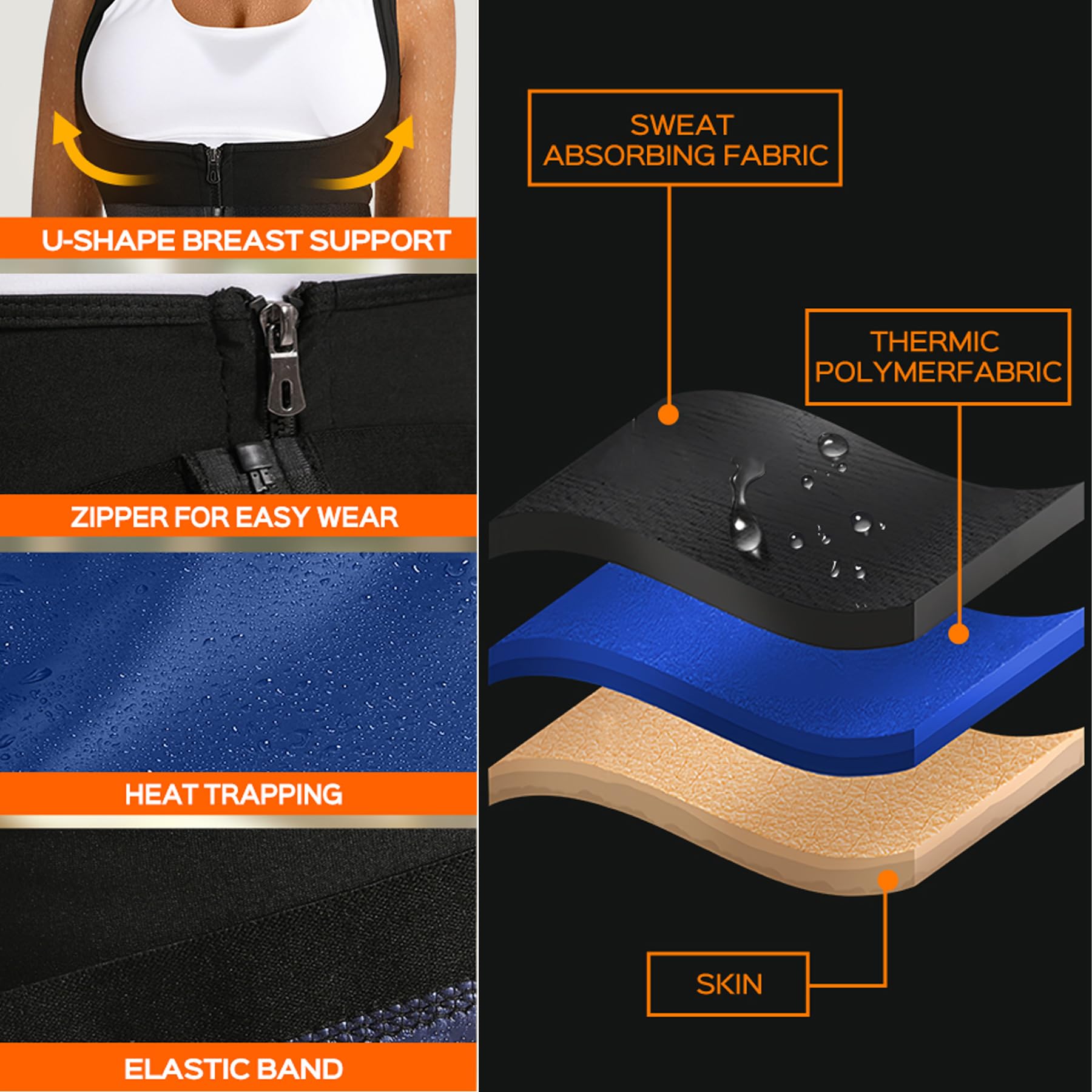 Everfion Sauna Suit for Women Shaper Vest Waist Trainer Sweat Sauna Shirt for Women Workout Tank Top with Zipper