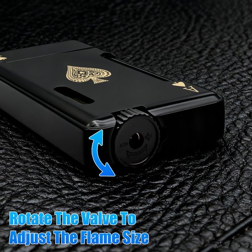 2 Pack Torch Lighter, Classic Pocket Ace Lighters with Gift Box for Men, Visible Window, Adjustable Dual Jet Torch, Refillable Butane Lighters for Travel, Outdoors(Without Butane)