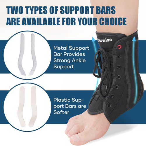 Vigorwise Ankle Brace for Sprained Ankle, Black Lace up Ankle Brace, Ankle Stabilizer Brace for Men Women, Achilles Tendon Support Brace for Left & Right, Dark Black/L
