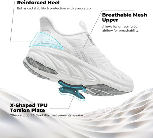 ALLSWIFIT Women's Slip-On Walking Shoes - Comfortable, Breathable Athletic Sneakers for Gym & Running