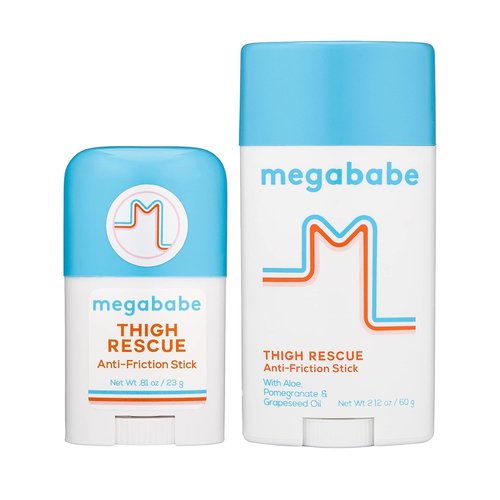 Megababe Anti-Chafe Bundle - Thigh Rescue Stick 2.12 oz & Travel Size 0.81 oz for Ultimate Comfort