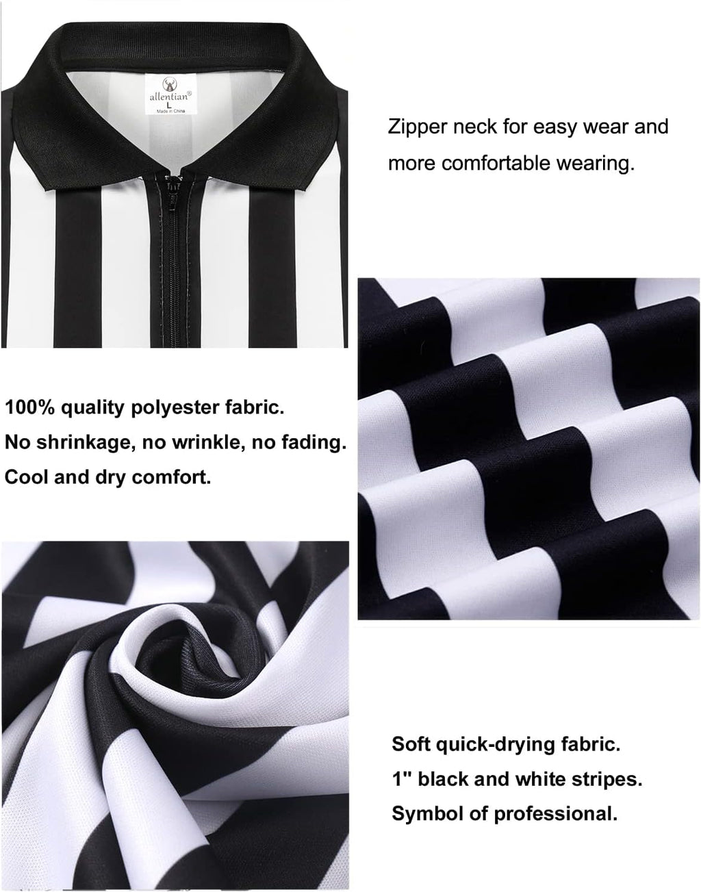 Skiennix Referee Shirt - Black Stripe Umpire Jersey for Basketball, Football & Soccer | Men's Size