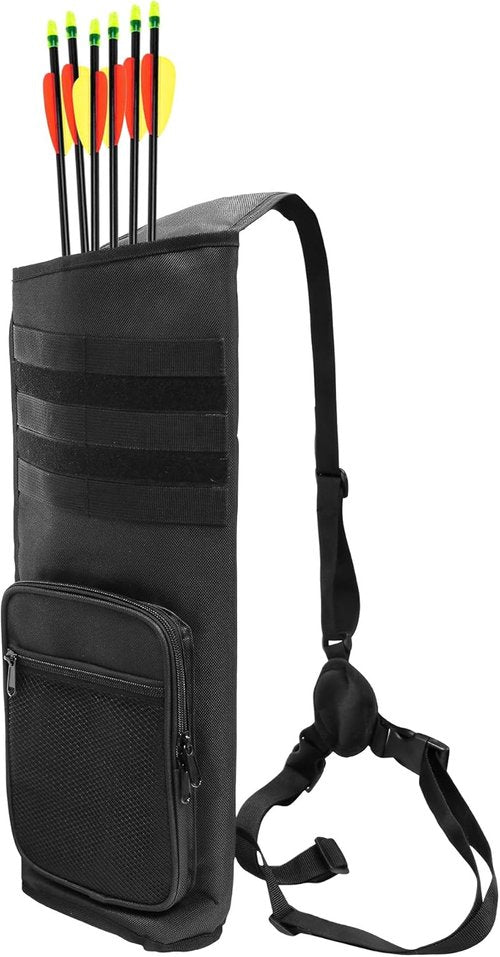 Back Arrow Quiver by Lightweight - Holds 22-28 Arrows | Molle System & Adjustable 3-Point Carry for Target Practice