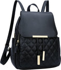 KKXIU Quilted Leather Backpack Purse - Stylish Travel Daypack for Women | Black Color