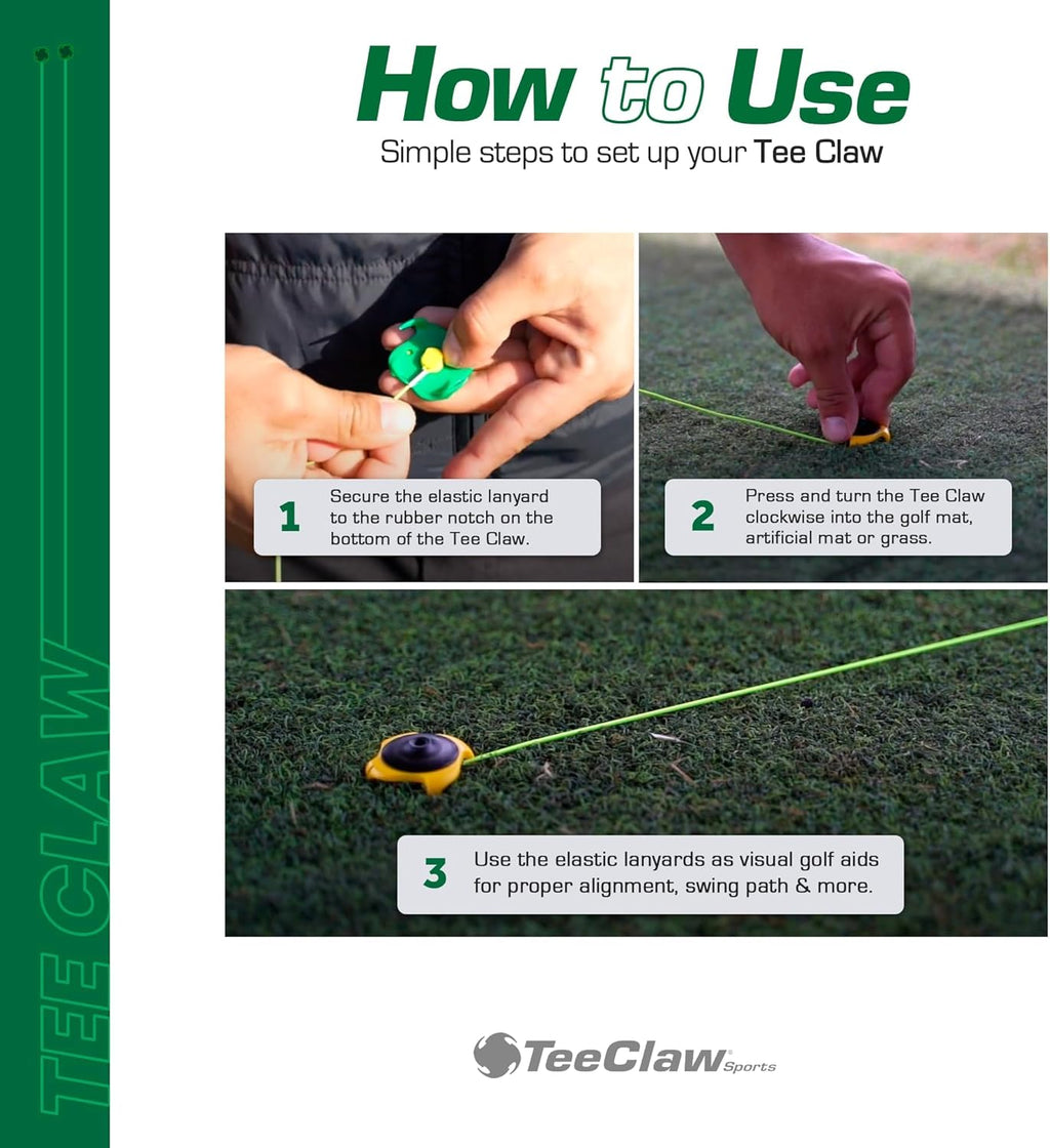 Tee Claw Golf Tee Holder - Premium Golf Mat Tee with Alignment String | Indoor & Outdoor Agility Training