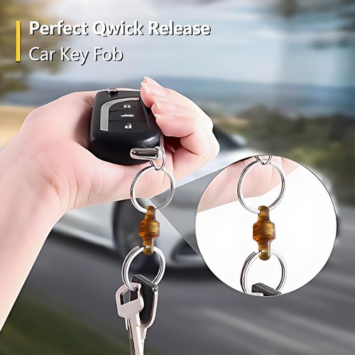 WANERSEN 2pcs Quick Release EDC Keychain, Secure and Stylish Pull Key Ring Apart Detachable Keychain, Amber PEI Resin