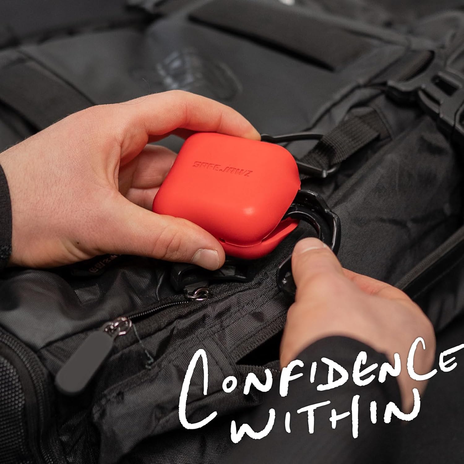 SAFEJAWZ Mouthguard Case - Premium Durable Silicone Design with Carabiner Clip | Red, One Size