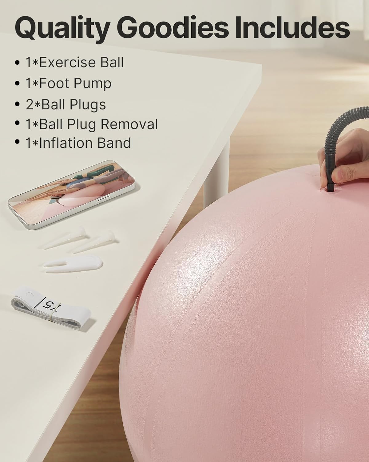 YOTTOY Anti-Burst Exercise Ball - Extra Thick Yoga & Fitness Ball for Pregnancy & Physical Therapy