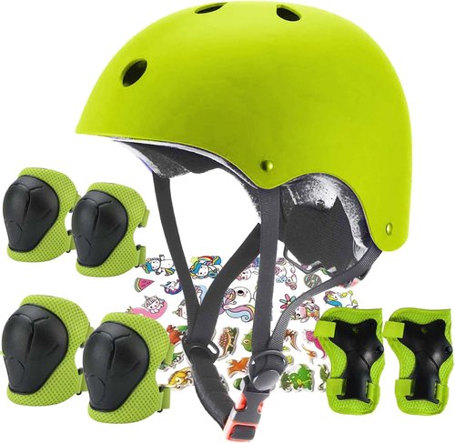 FOOKCIAN Kids Helmet - Adjustable Toddler Skateboard Helmet with Knee, Elbow & Wrist Guards | Ages 2-14