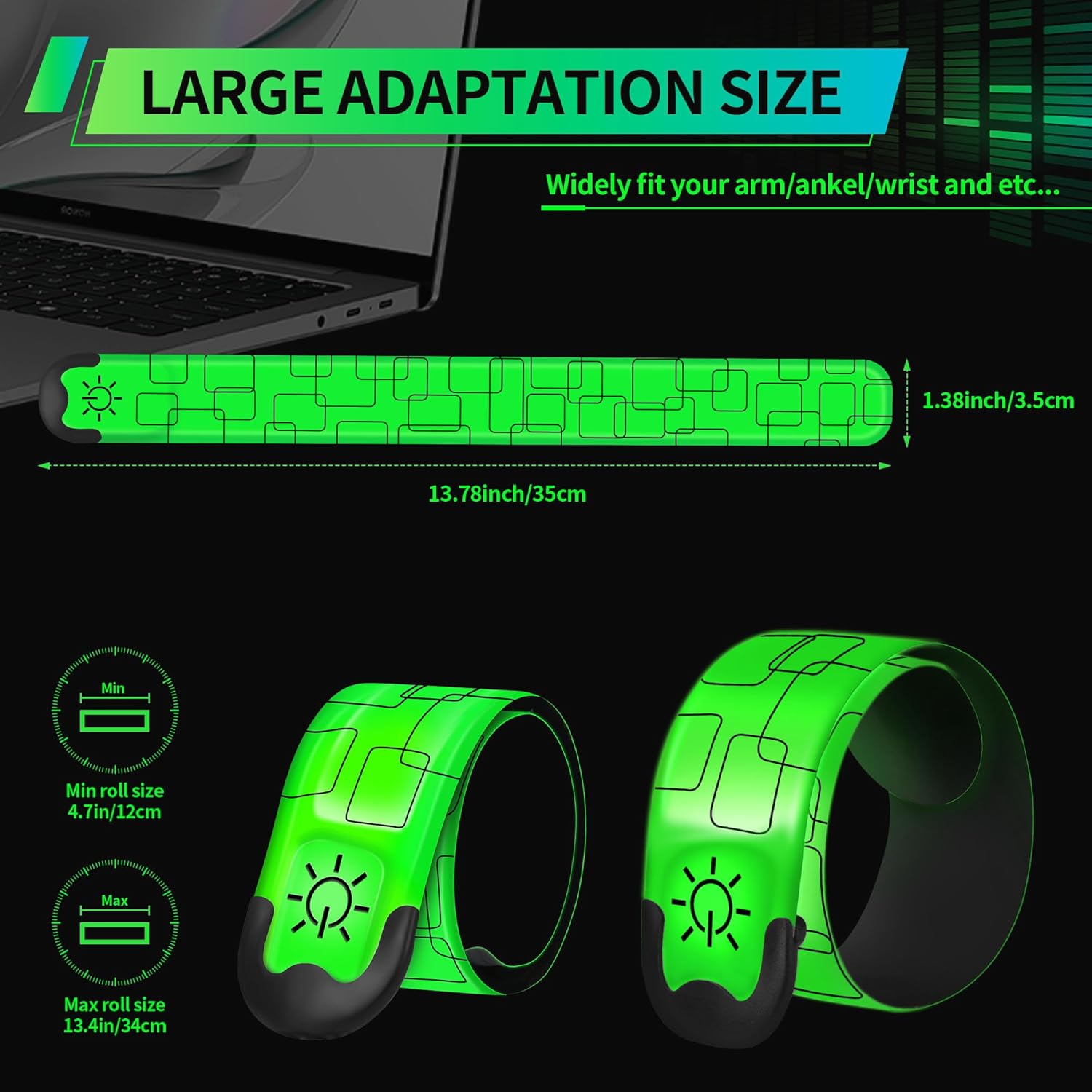 Skiennix LED Armband - Rechargeable Safety Light for Running & Night Walking | High Visibility Reflective Gear