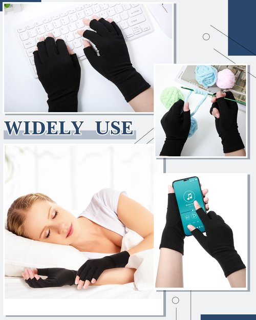SATINIOR 5 Pairs Arthritis Compression Gloves Fingerless Compression Glove Pain Relief Glove for Arthritis Men Women(Medium)