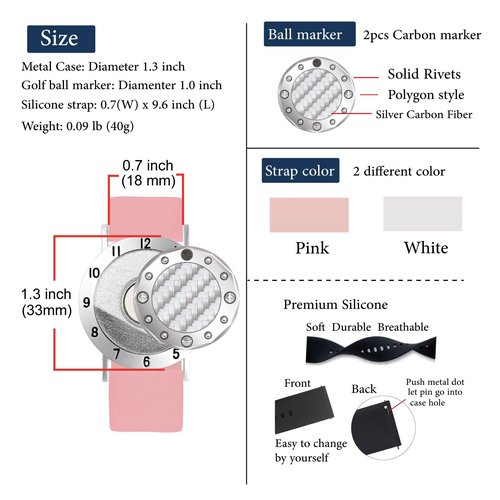 E TRUEE Golf Ball Marker with Carbon Fiber Ball Marker Bracelet, Golf Accessories, Golf Gifts, Golf Counter for Men Women