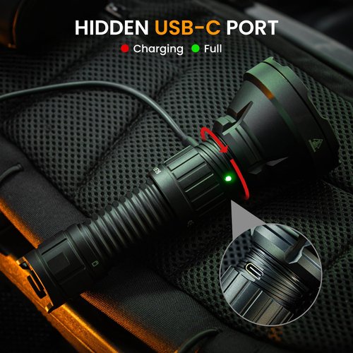 Sofirn Tactical Flashlight High Lumens – 3162ft Ultra-Long Throw Spotlight, 2000 Lumens Searchlight with Dual Tail Switch, Hidden USB-C Rechargeable, IPX8 Waterproof for Hunting, Camping, Emergency