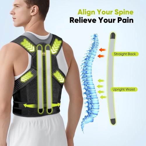 Janustar Back Brace Posture Corrector for Women & Men - Elastic Shoulder Straps, Full Back Support, Upper/Lower Pain Relief - Scoliosis, Hunchback