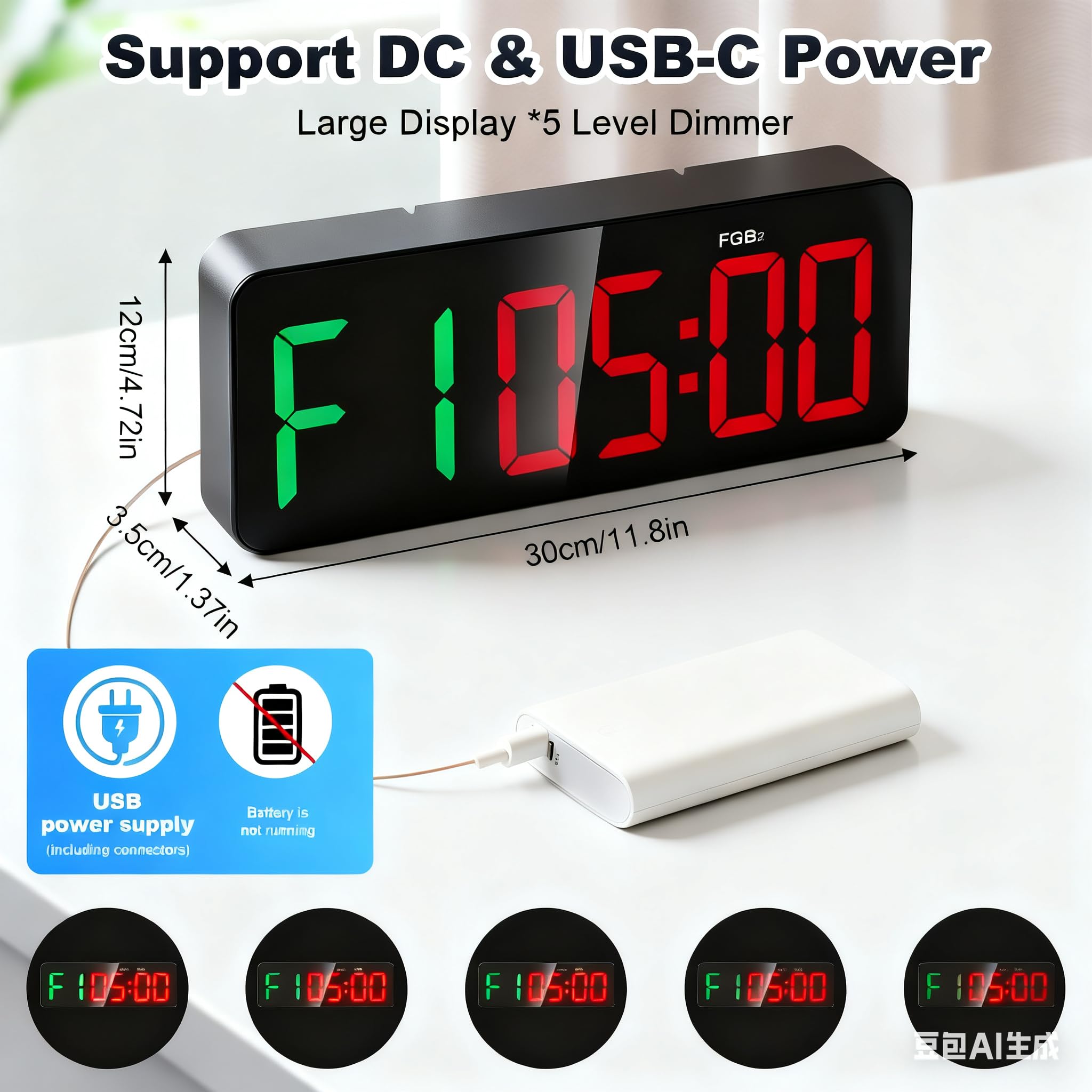 Gym Clock Timer for Tabata, FGB & EMOM, Large LED Workout Clock with Remote Control, 10 Custom Interval Modes, 120dB Buzzer, Fitness Digital Timer for Home Gym, HIIT, CrossFit, Boxing, Yoga, Garage
