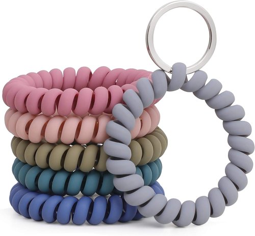 LGEGE Stretchable Wristband Keychain - Flexible Spiral Wrist Coil for ID Badges & Outdoor Sports