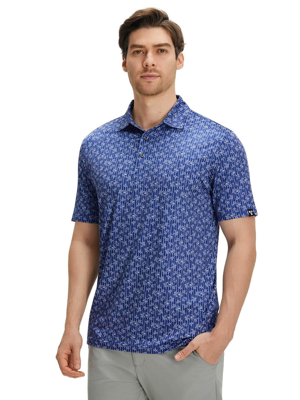 DTWOOO Men' s Golf Shirts Short Sleeve Print Performance Moisture Wicking Dry Fit Golf Polo Shirts for Men