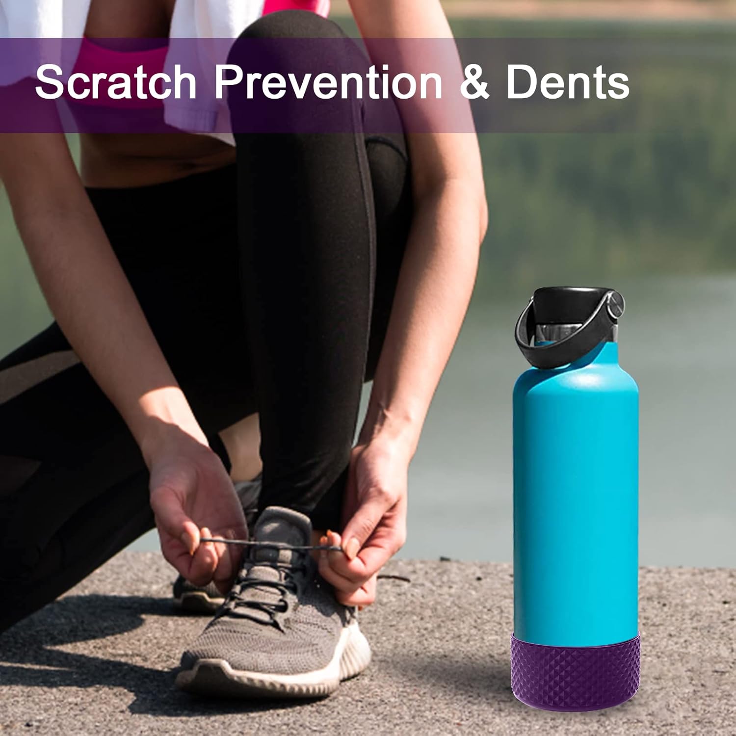 WUQID Silicone Water Bottle Boot - Diamond Design Sleeve Cover for Stanley & Hydro Flask | Fits 12-40oz Bottles