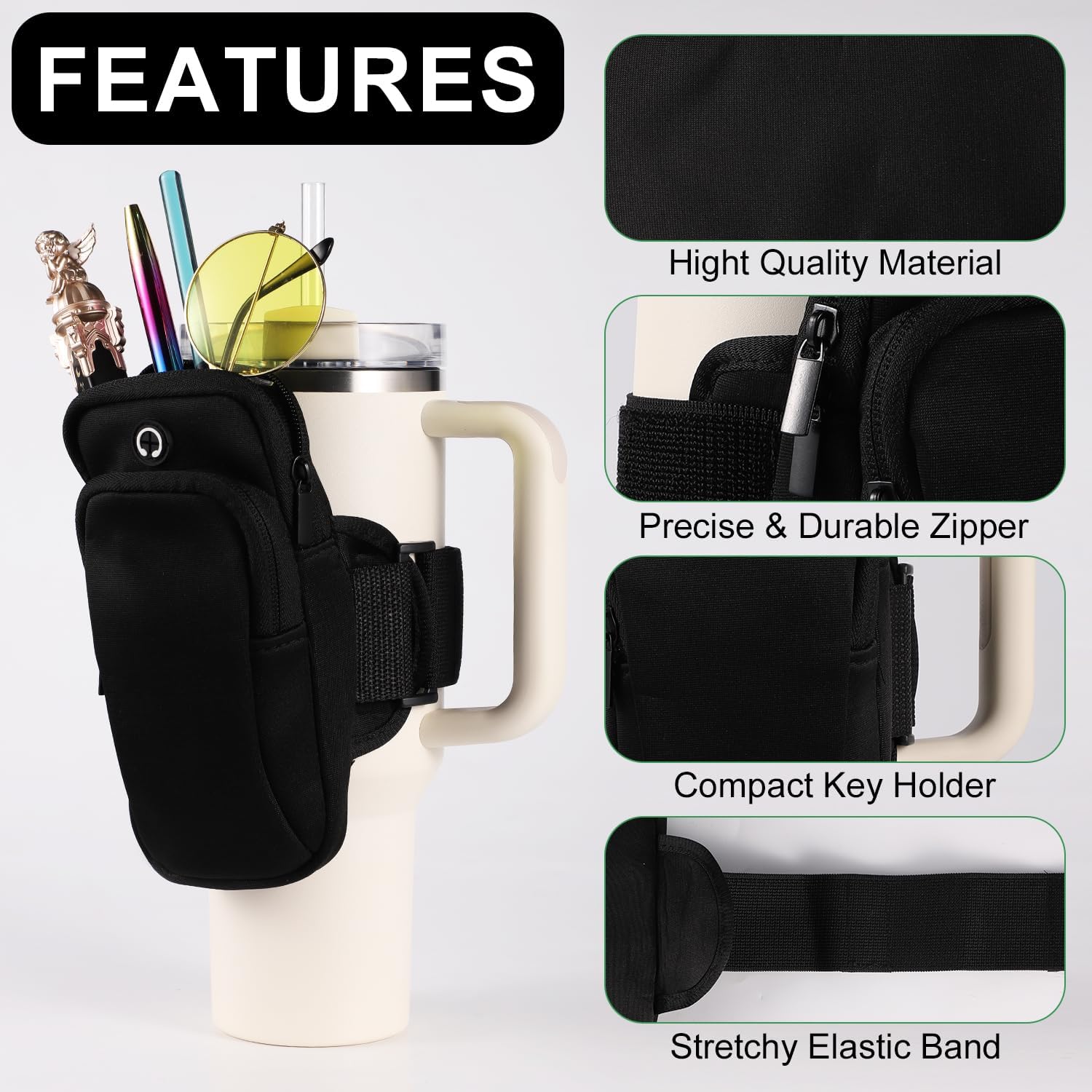 Skiennix Gym Water Bottle Pouch - Double Layer Holder for Cards, Keys & Phone | Ideal for Running & Sports
