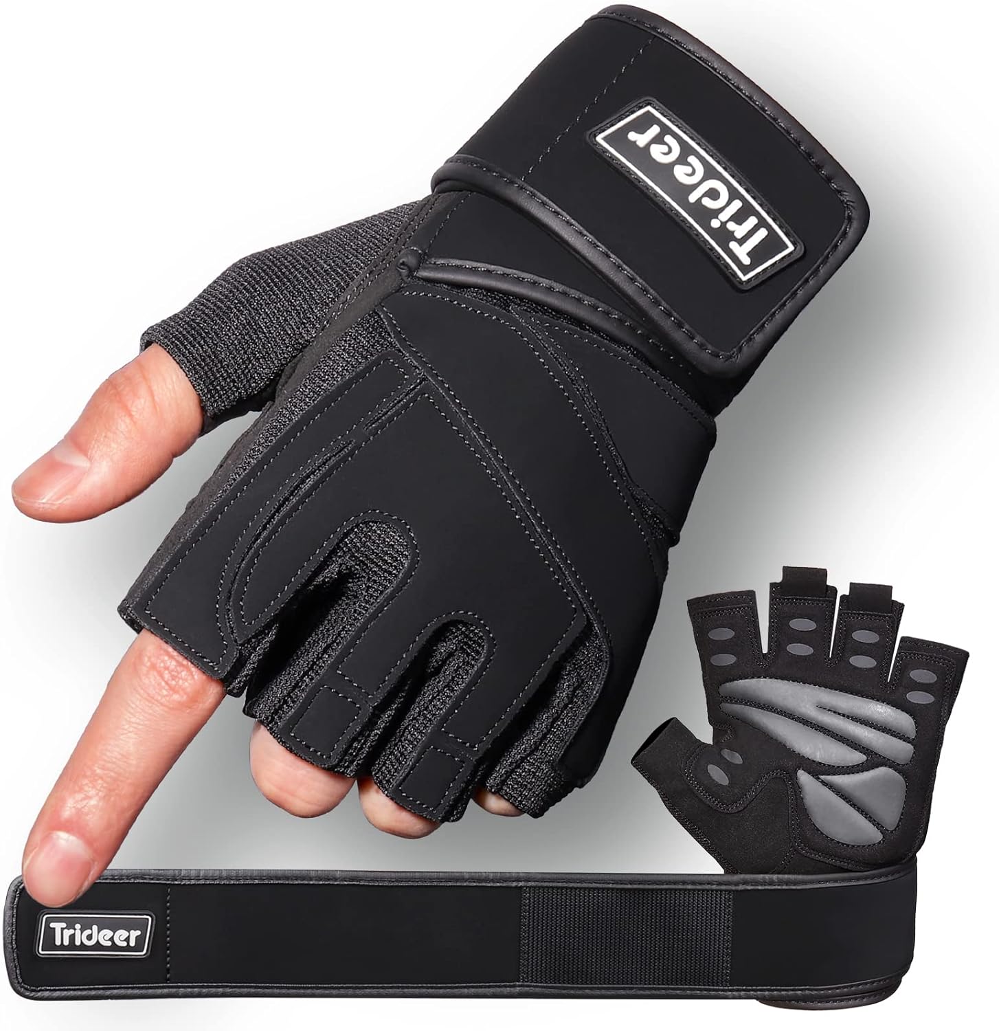 Trideer Weight Lifting Gloves - Full Palm Protection with Wrist Wrap Support | Ideal for Cross Training & Fitness