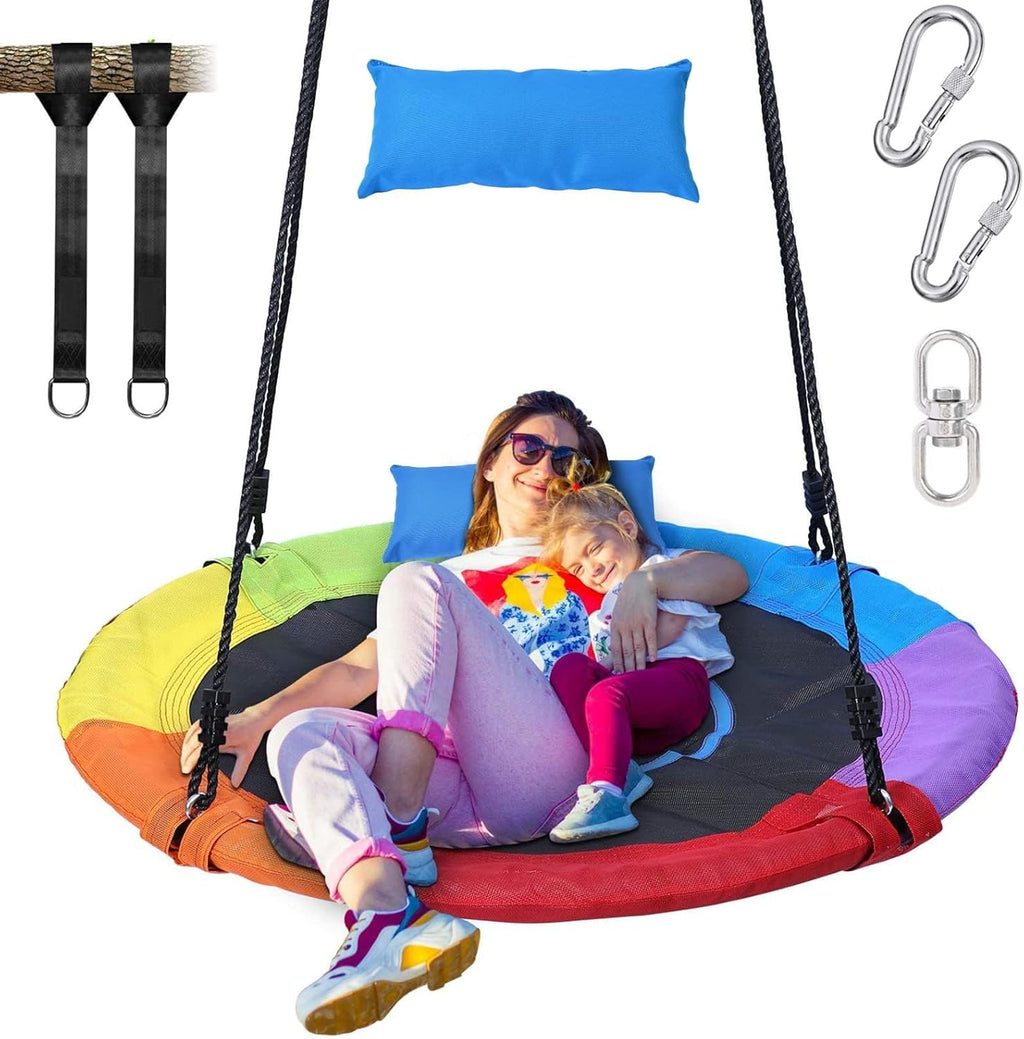 Trekassy 40" Saucer Tree Swing - 700lbs Capacity, Waterproof Oxford Fabric, Includes Pillow & Straps