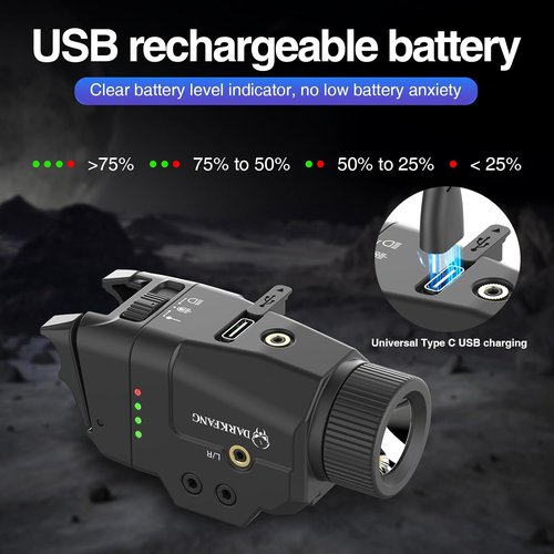 DARKFANG Tactical Weapon Light - 1000 Lumen Laser Combo with High/Low Rear Switches for Glock & Picatinny Rail