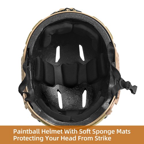 Booiu Airsoft PJ Type Tactical Paintball Fast Military Helmet with Front NVG Mount and Side Rail Breathable Vent Holes for Cosplay Outdoor Activities
