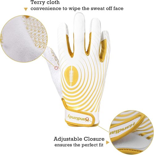 Handlandy Youth Football Gloves - Kids' Sticky Receiver Gloves with Super Grip | Perfect Gift for Boys & Girls