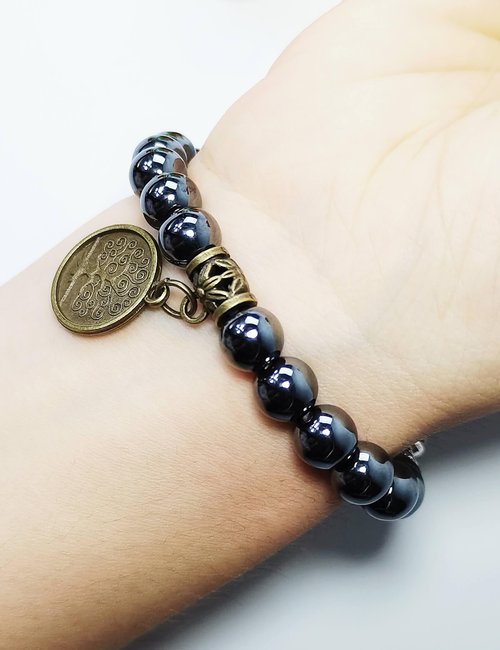 FTWIND Compatible with Fitbit Luxe Band Agate Natural Gemstone Beads Boho Bracelet for Women Energy Stones Healing Crystal Chakra Tree of Life Obsidian 6"-6½"