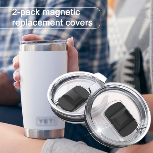 20 oz Tumbler Lid Compatible with YETI 20 oz Tumbler Lid, 10/24 oz Mug, 10 oz Lowball and 25 oz Straw Mug, Replacement Lids with Magnetic Slider, BPA Free (2 Pack)