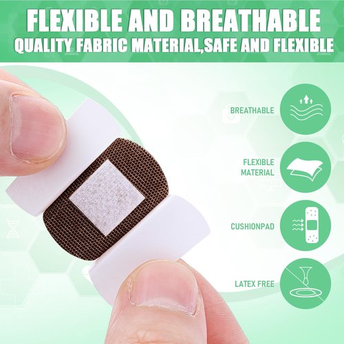 Funtery 200 Pcs Spot Adhesive Bandages 1.2 Inch Flexible Round Fabric Non Latex Small Face Circular Adhesive Bandage for Skin Tone Wound Spots Small Incisions(Dark Brown)