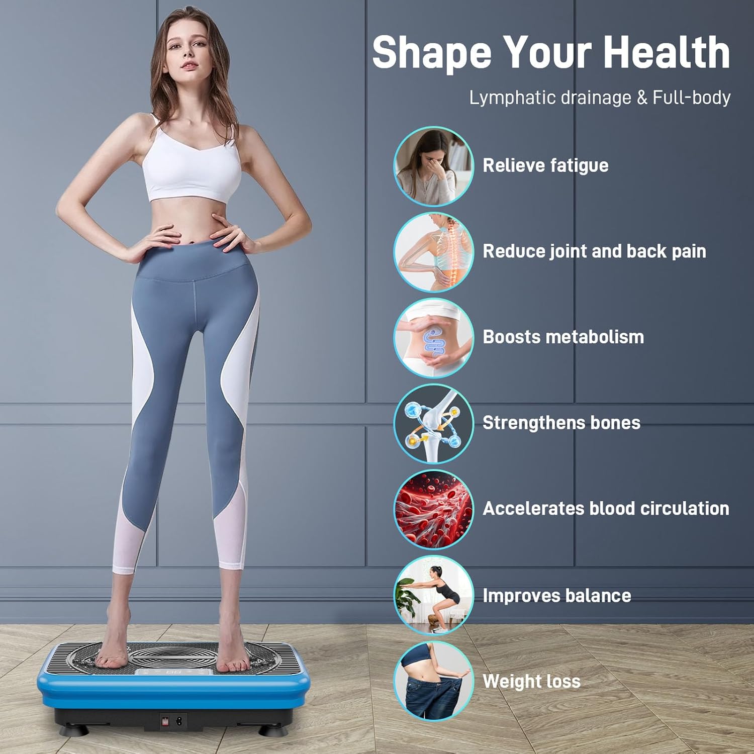 Skiennix Vibration Plate Exercise Machine - Whole Body Fitness Platform for Weight Loss & Lymphatic Support | 330 LBS Capacity with Remote Control