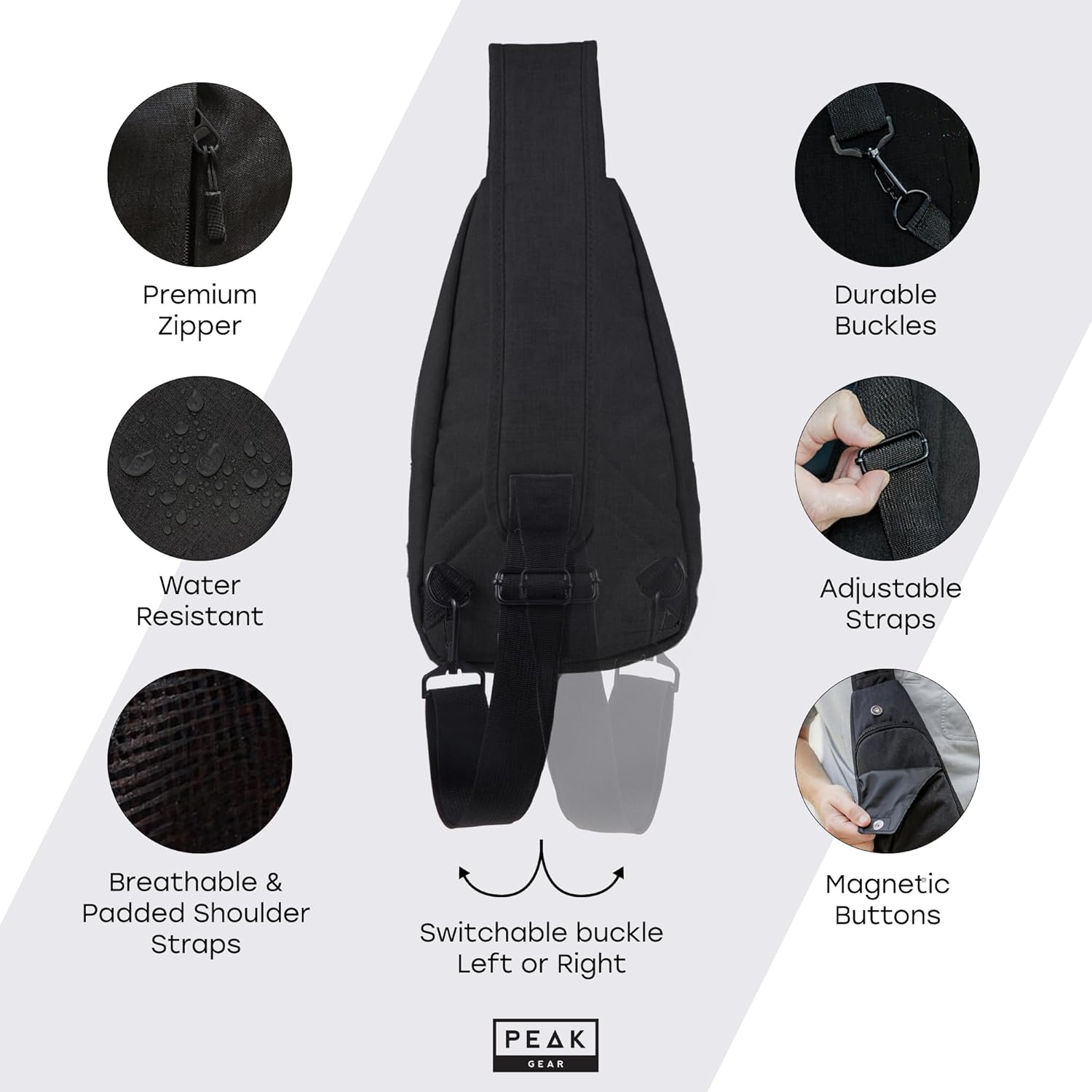 Peak Gear Travel Sling Bag - Compact Crossbody Design | Lightweight & Convenient | Lifetime ID Tag Included